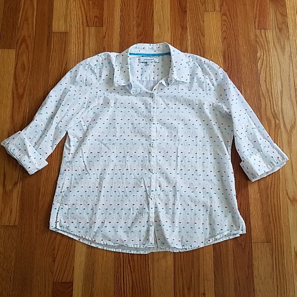 Foxcroft polka dot blouse